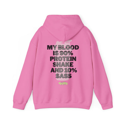 90% Protein Shake And 10% Sass - Funny Gym Unisex Hooded Sweatshirt