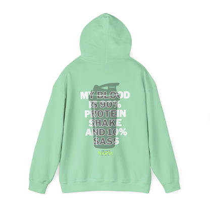 90% Protein Shake And 10% Sass - Funny Gym Unisex Hooded Sweatshirt